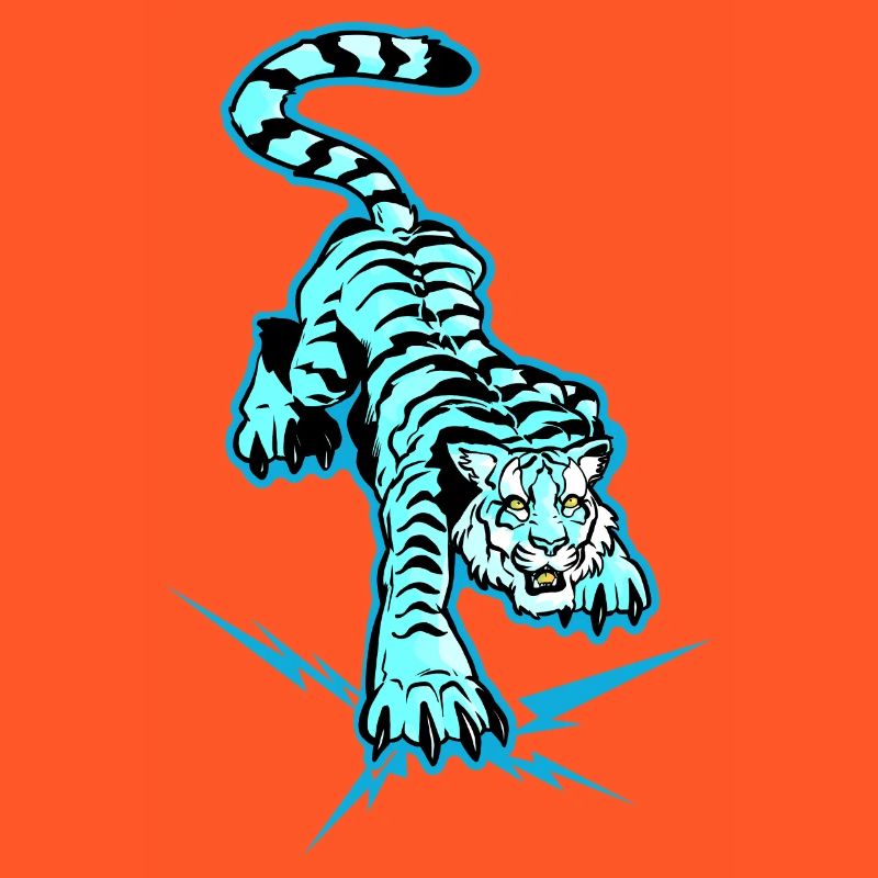 Tiger and Slice Under the Paws (Blue Version)
