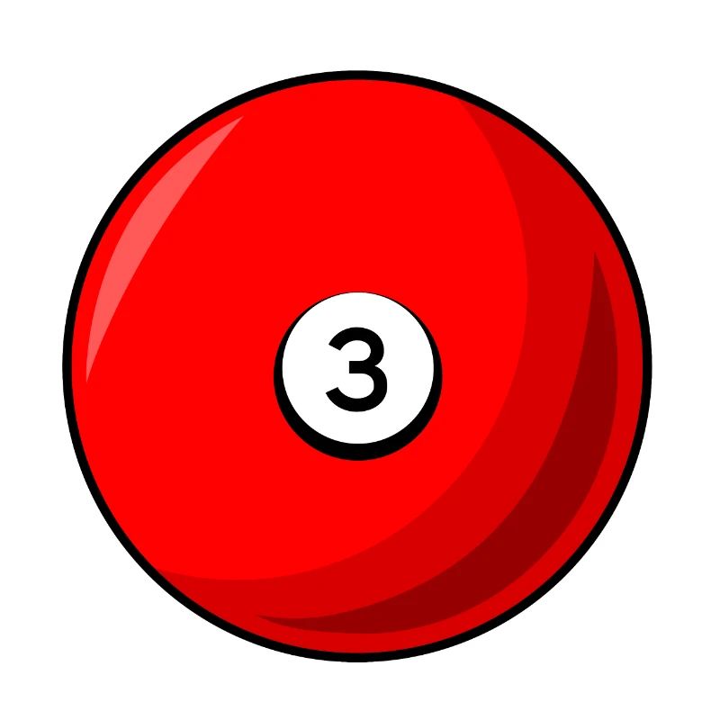 Billardkugel 3 rot Billard drei