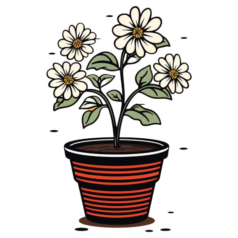 Pot de fleurs mignon style fleurs blanches