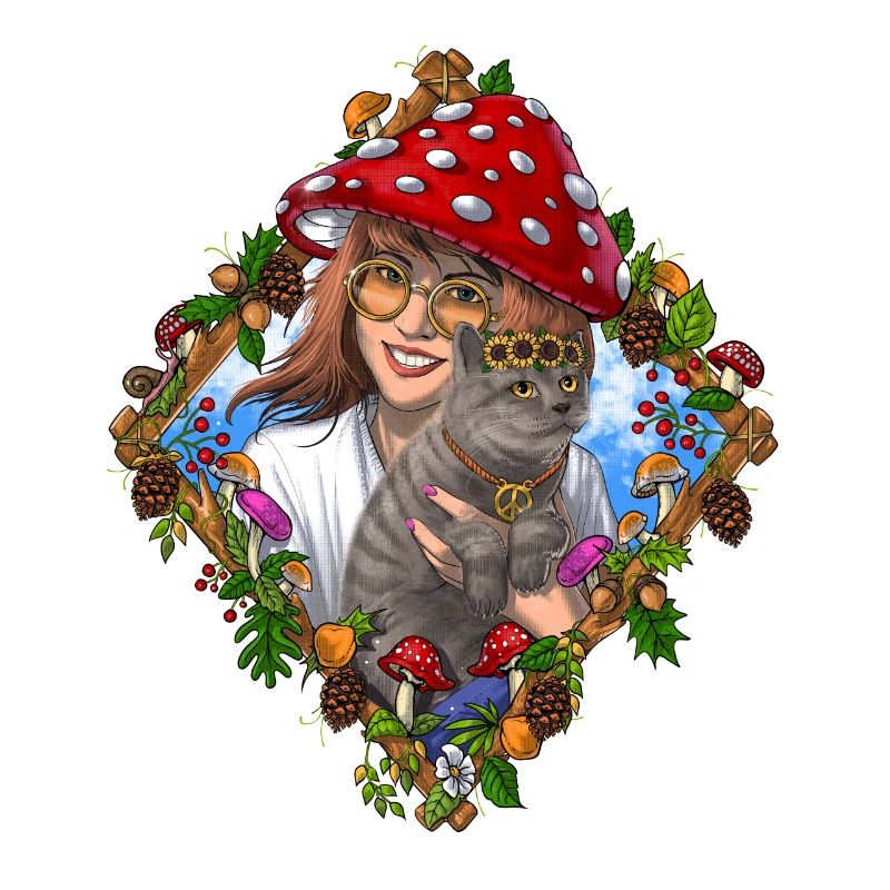 Chat champignon hippie