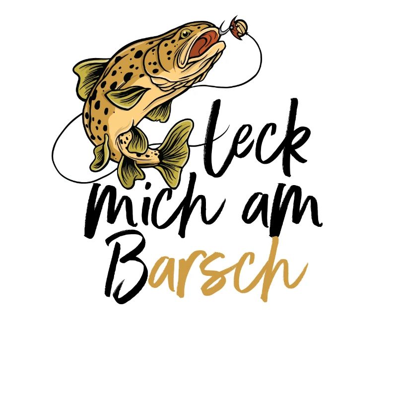 Leck mich am Barsch Angler Angelhacken Spruch