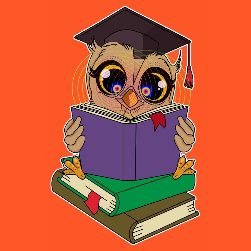 Lese Eule mit Büchern