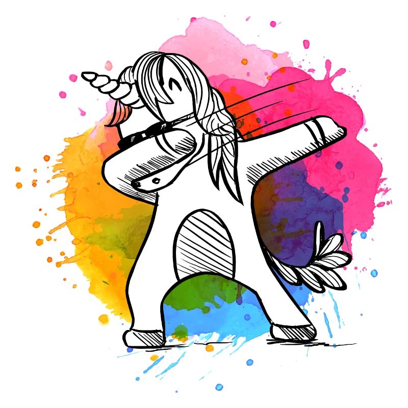 Dabbing Einhorn, Unicorn, Einhörner mit Farben