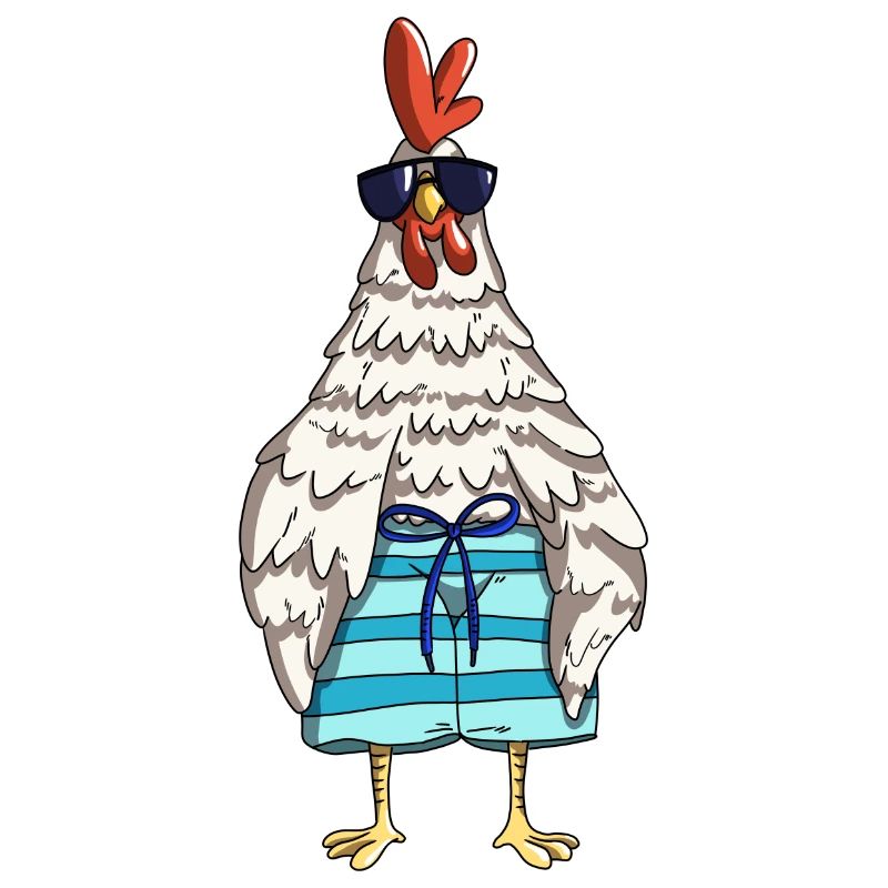 Drôle de poulets de coq et de patron de conception de poulet dans la grange