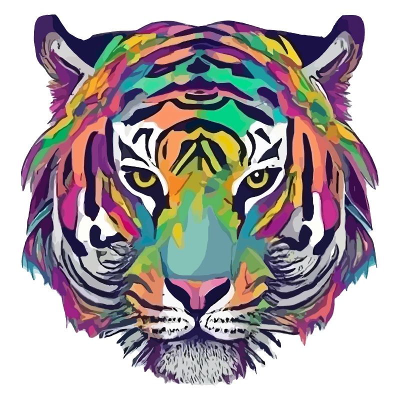 Tiger Head Graphic Tee Illustration Art Comic