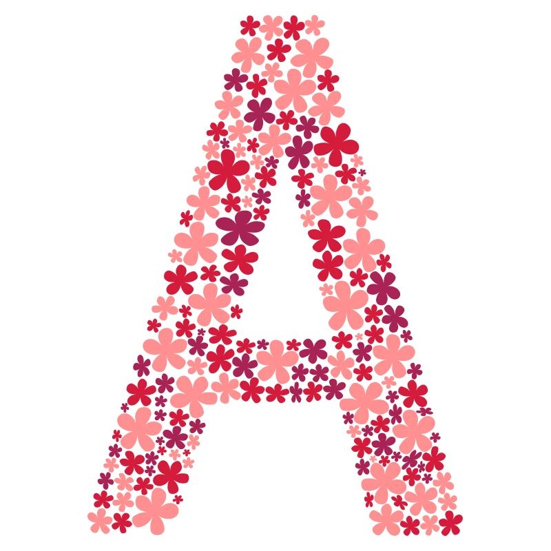 Letter A Flowers colored