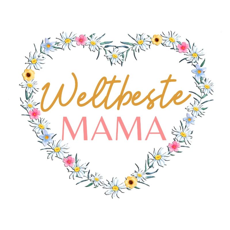 Weltbeste Mama! Herz- Blumen Design