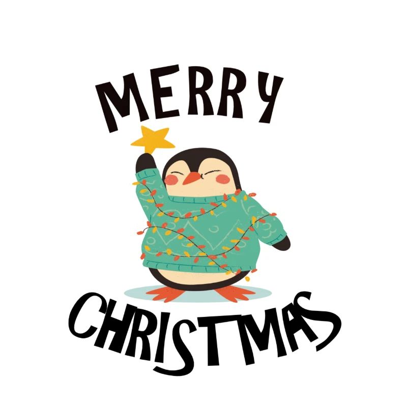 Merry Christmas Pinguin mit Stern