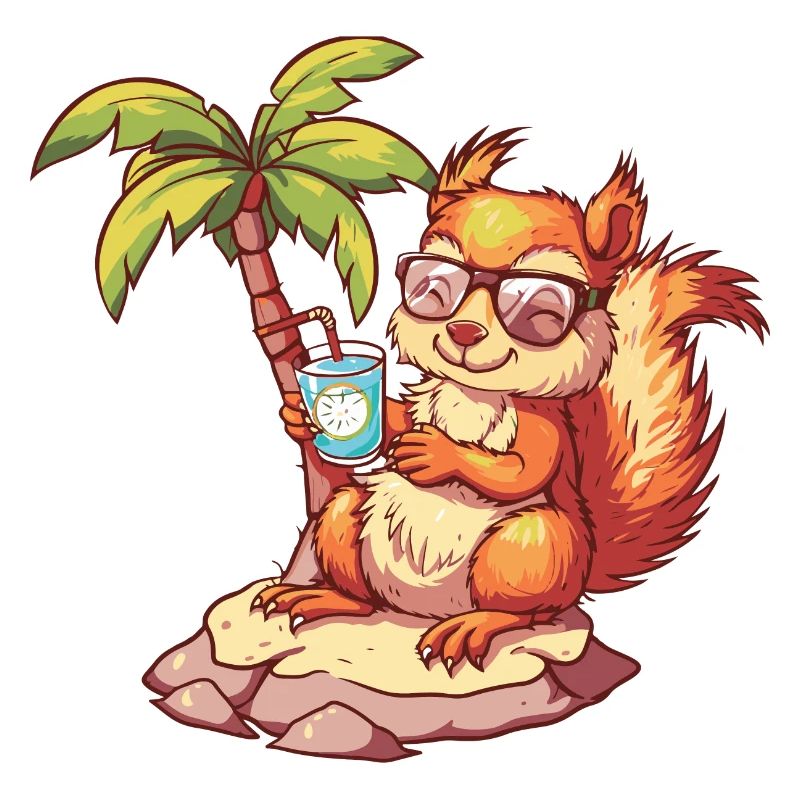 Eichhörnchen Sommer Strand Comic