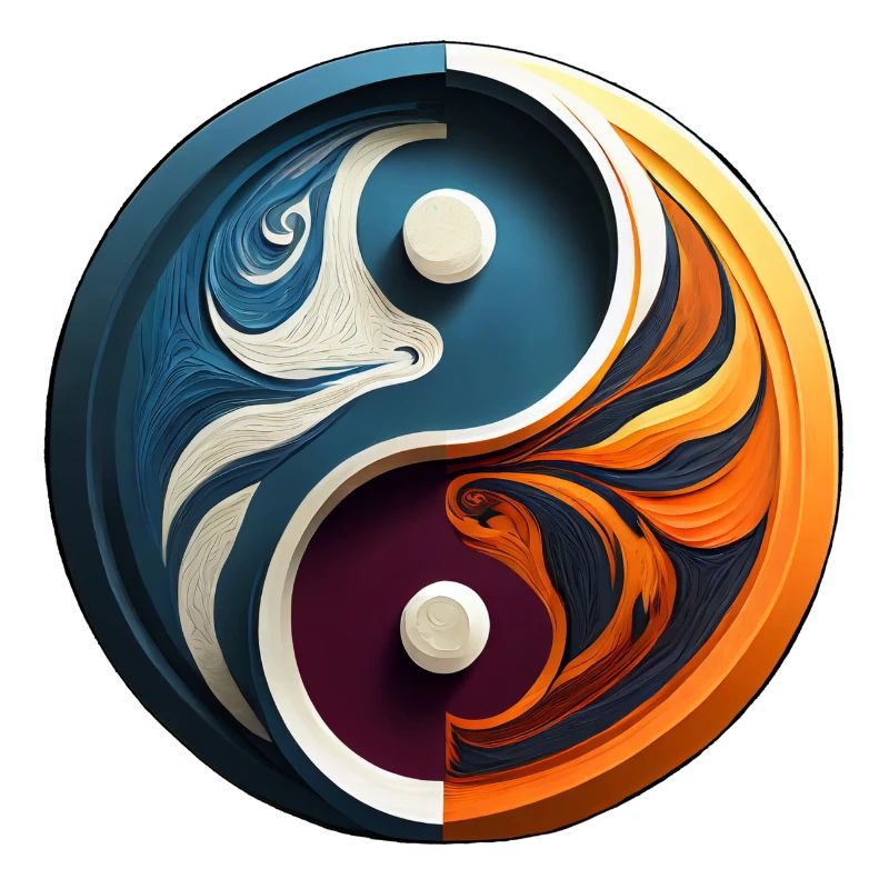yin yang abstrait, feu et eau, dualité