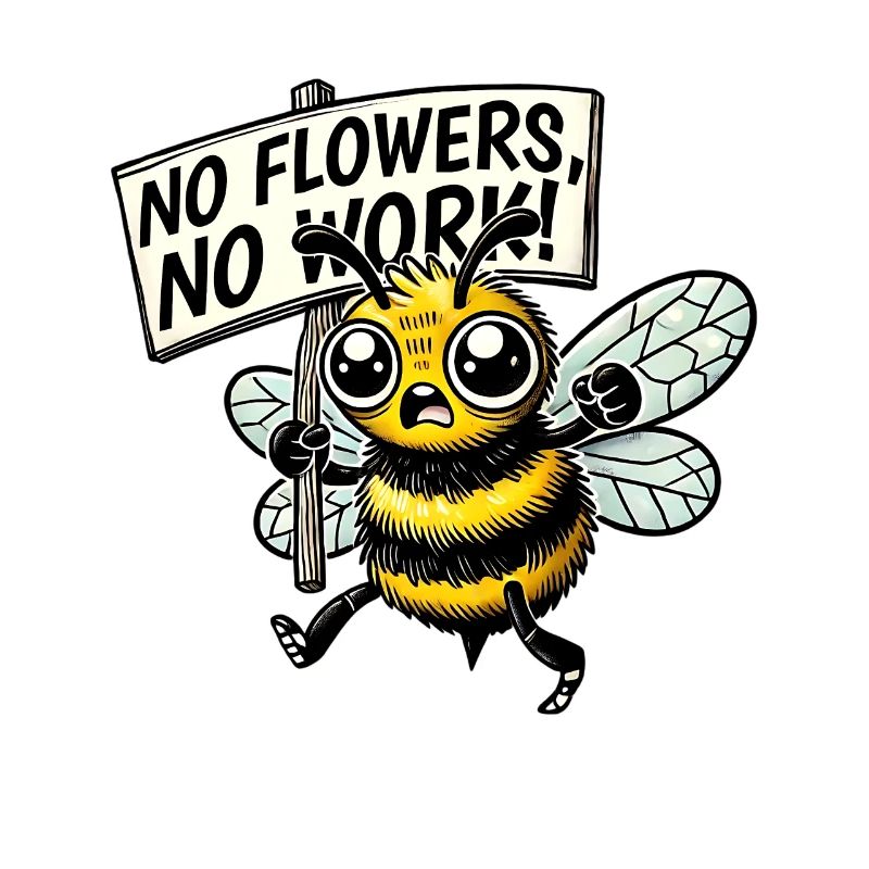 Abeille de protestation Pas de fleurs pas de travail Design
