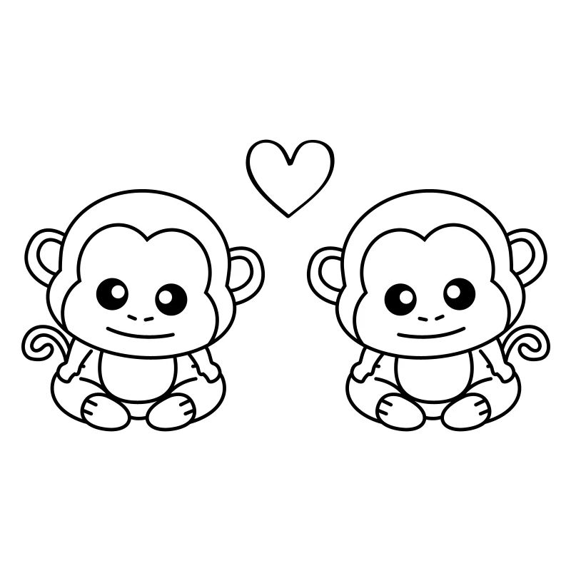 Singe Comic Couple Amour