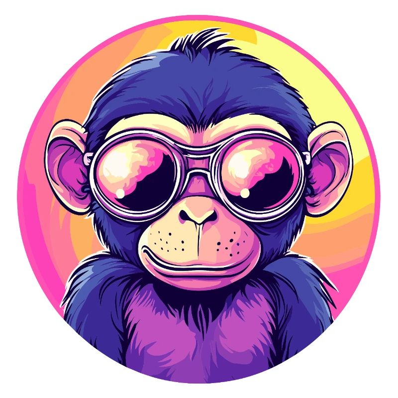 Neon Affe mit Sonnenbrille