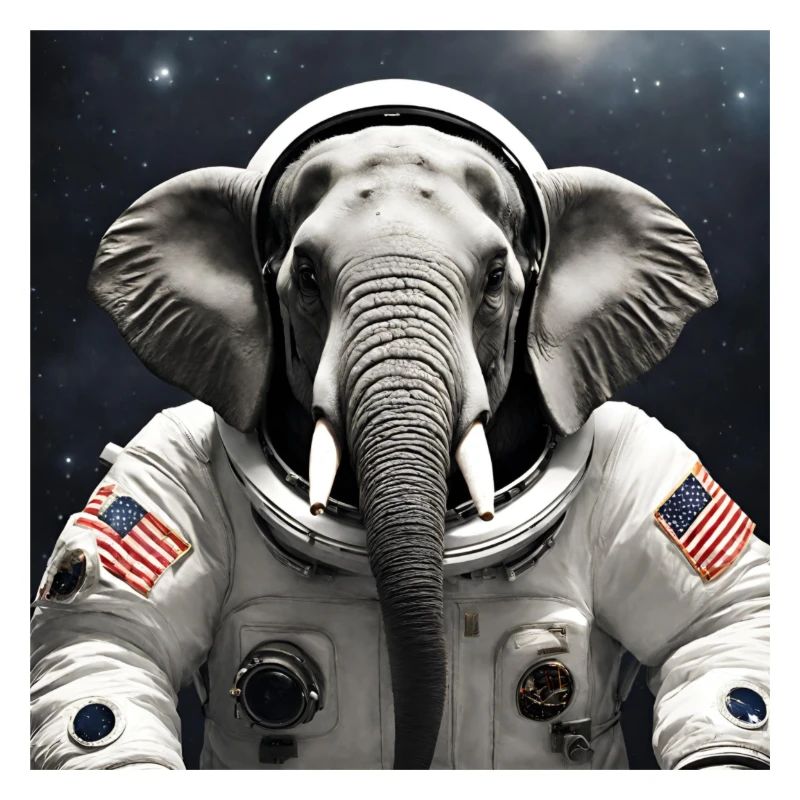 Elephant in astronaut suit
