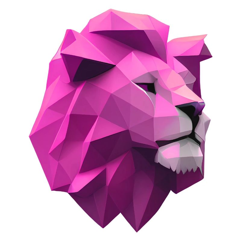 Löwe pink Low Poly Art