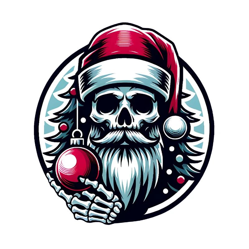 Weihnachtsmann Skull mit Christbaumkugel