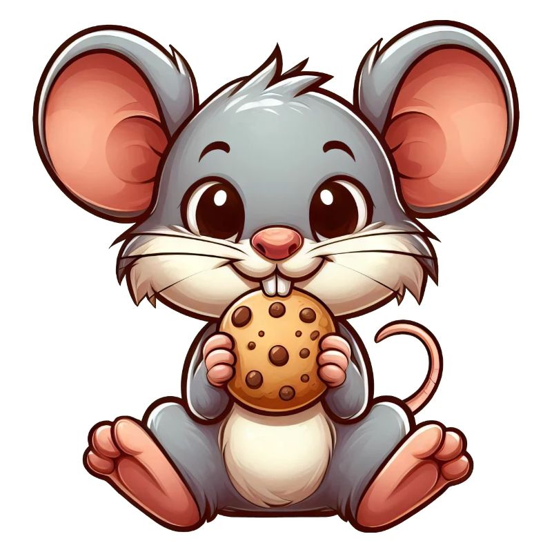 Mignon dessin animé chat grignotage biscuit