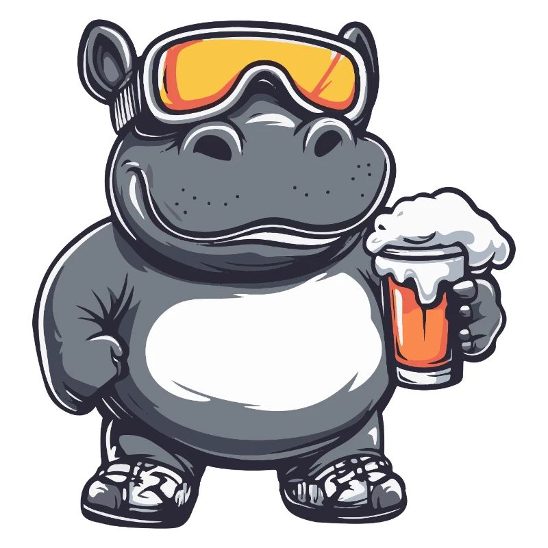 Nilpferd Apres Ski Bier Comic