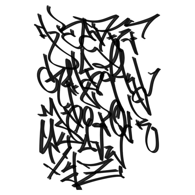 Alphabet 2 Graffiti Tag Handstyle black