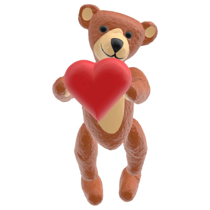 Valentine-Teddy mit Herz (3D-Optik)