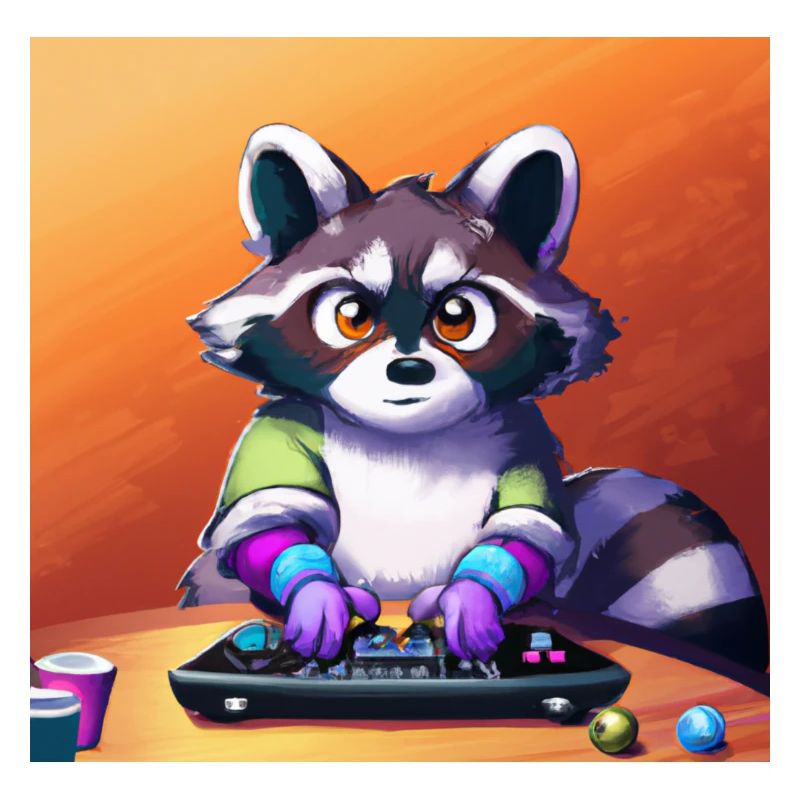racoon playing computer games