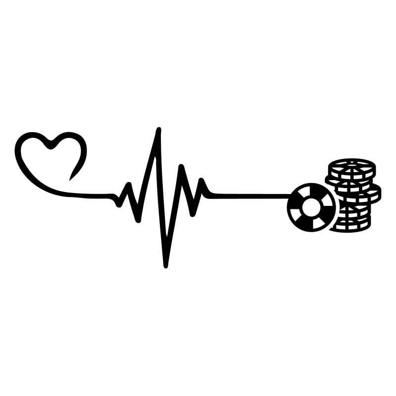 Poker chip pulse heart love