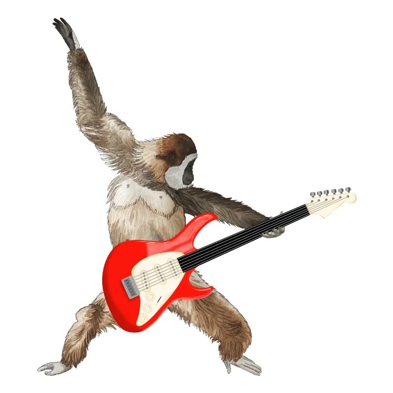 Affe Weißbartgibbon E-Gitarre lets rock