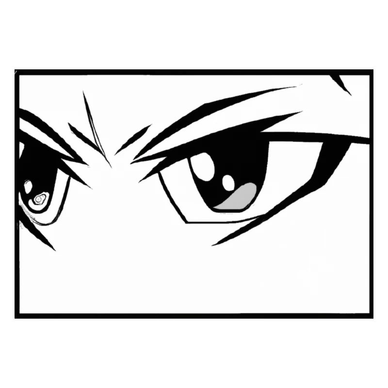 Yeux d’anime en noir et blanc