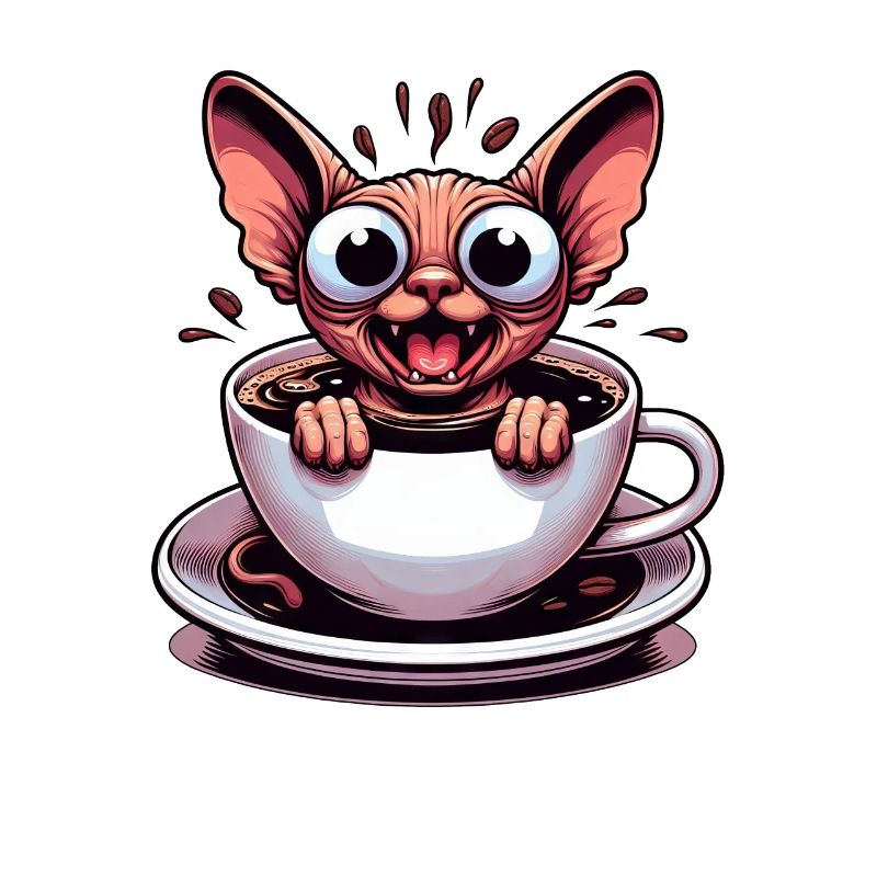 Sphinx Katze Kaffee Koffeinschock Lustig