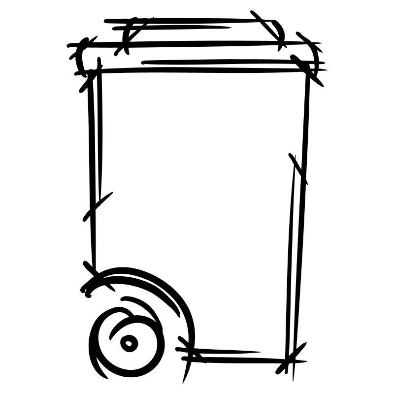 Garbage can drawing. Dustman. Garbage collection.