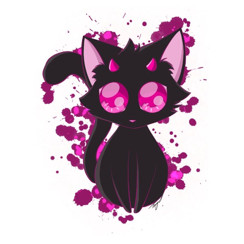 Black Devil Kitty in Pink