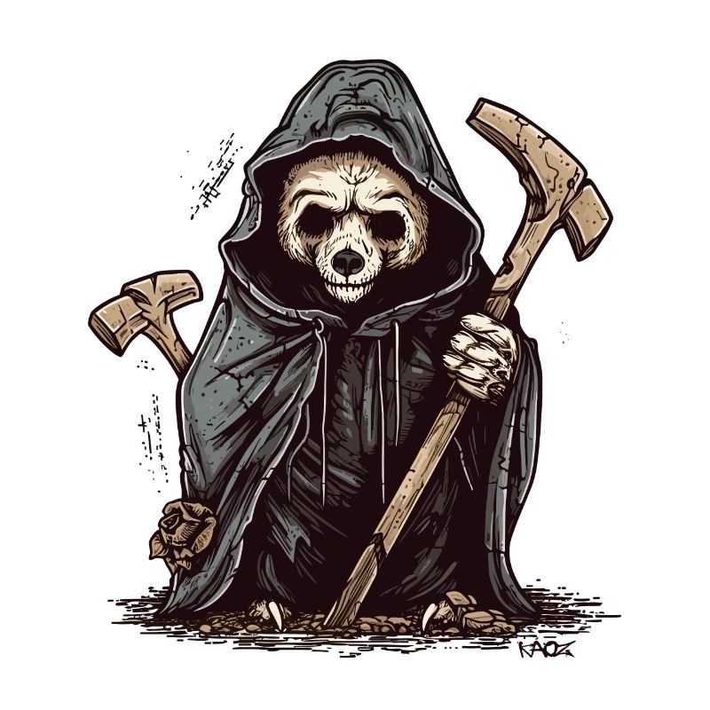 Der Wanderer Bär ist ein Sensenmann