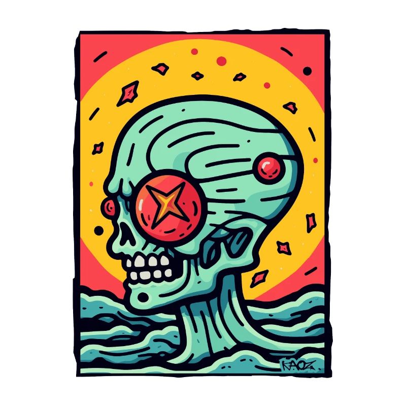 Super cool abstract colorful skull