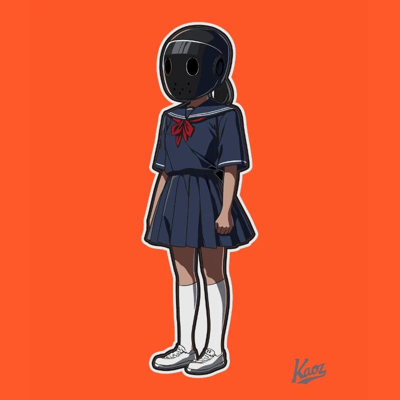 Écolière avec casque