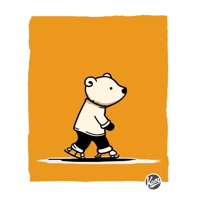 Kleiner Eisbär auf Schlittschuhen