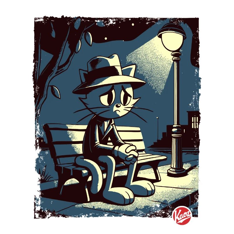Une nuit au parc et un chat mélancolique