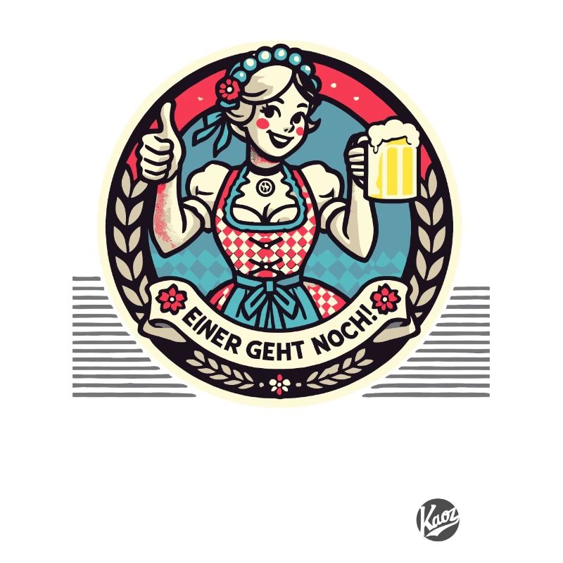 Einer geht noch, Daumen hoch Dirndl Mädel mit Bier