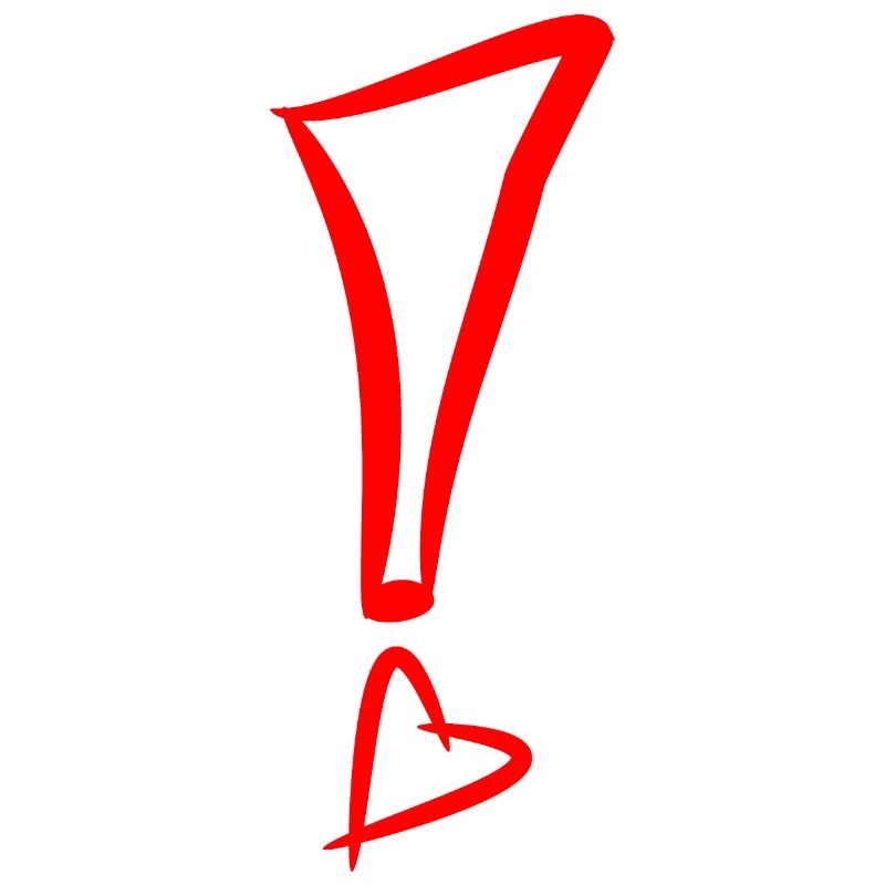 Point d'exclamation avec coeur rouge