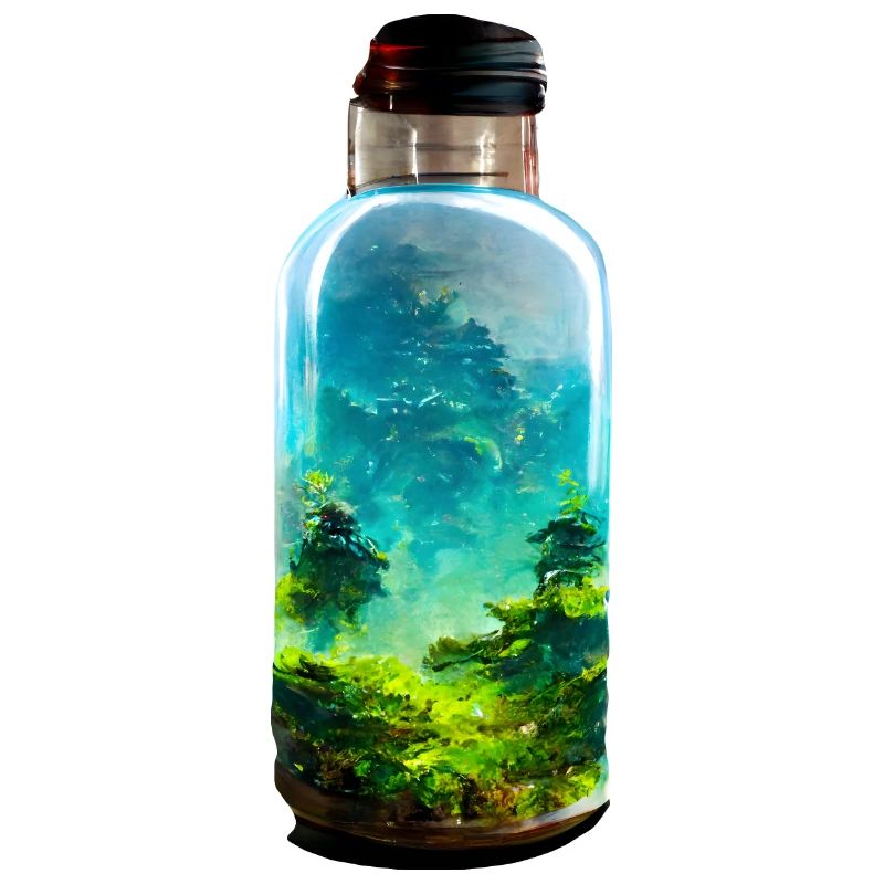 Bottle with a forest