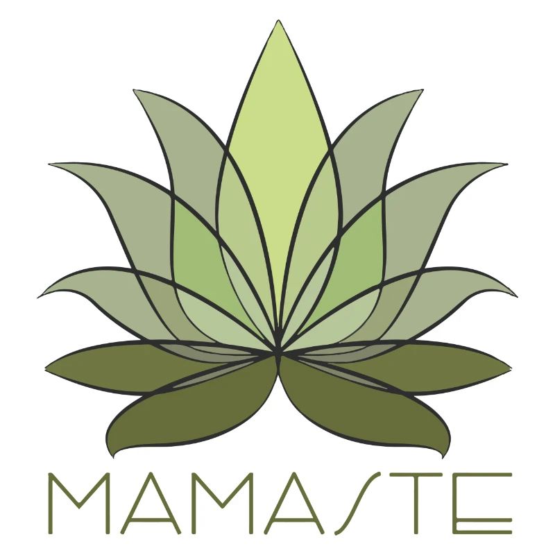 Mamaste, fleur de lotus vert avec lettrage
