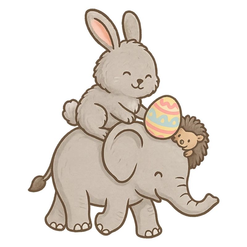 Hase reitet Elefant – Süßes Tierfreundschaft