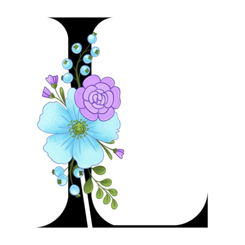 Eleganter Buchstabe 'L' mit Blumen