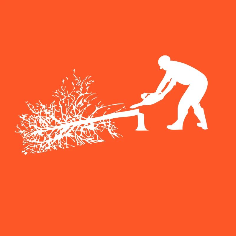 Ein Waldarbeiter fällt einen Baum