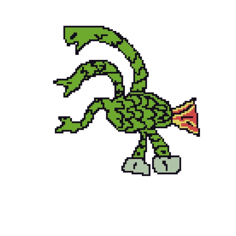 Dreiköpfige Hydra Pixelart