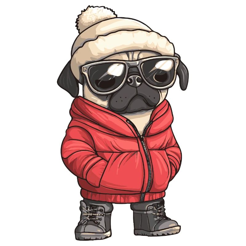 Mops Hund Winter