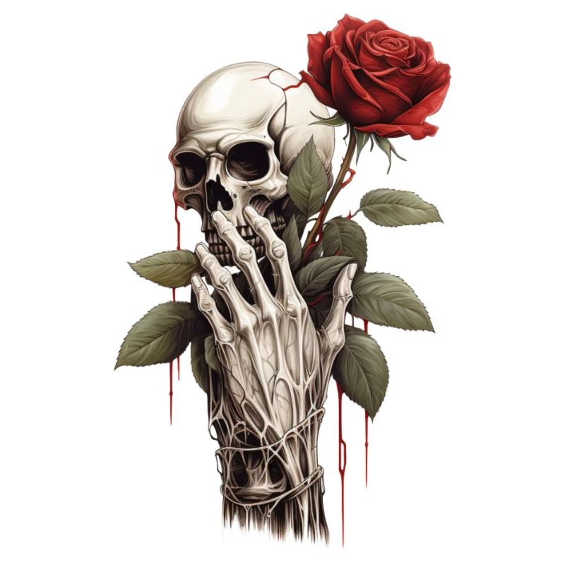 Skeleton Rose Hand Head