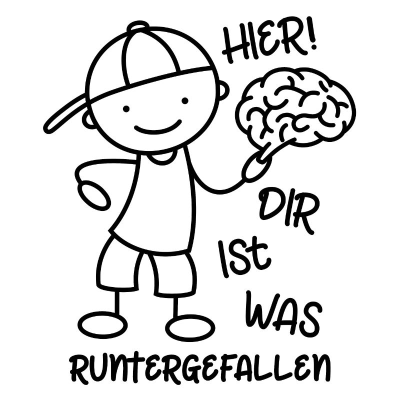 Strichmännchen Gehirn Spruch lustig runtergefallen
