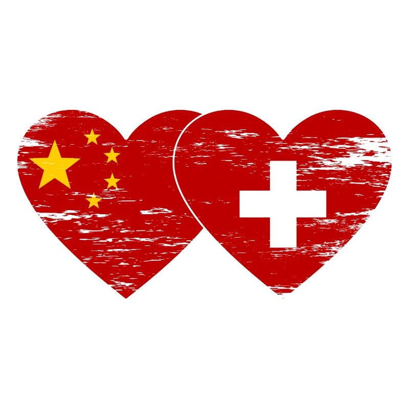 Chine Suisse Drapeau Coeur Utilisé