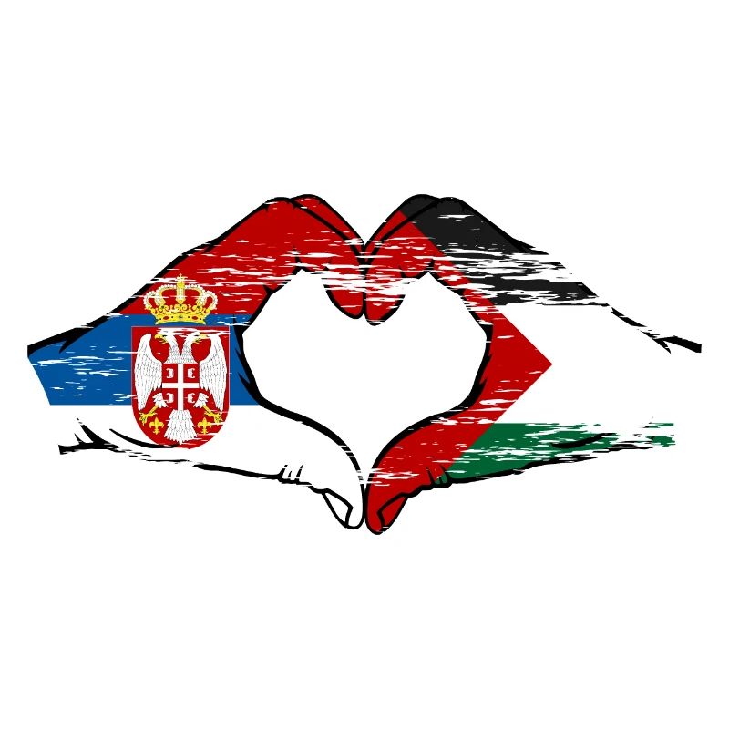 Serbie Palestine drapeau forme de coeur utilisé