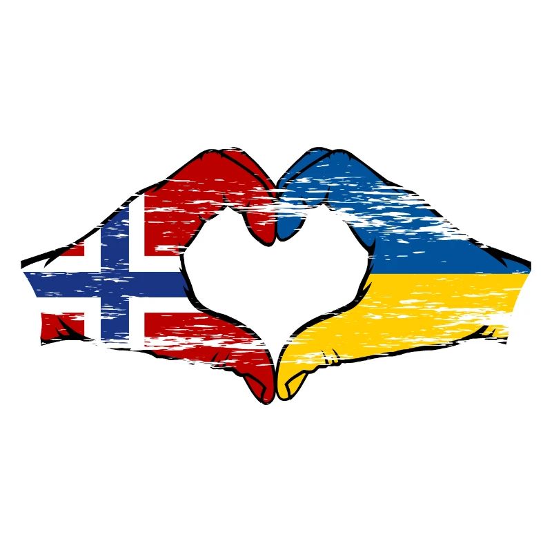 Norvège Ukraine drapeau forme de coeur utilisé